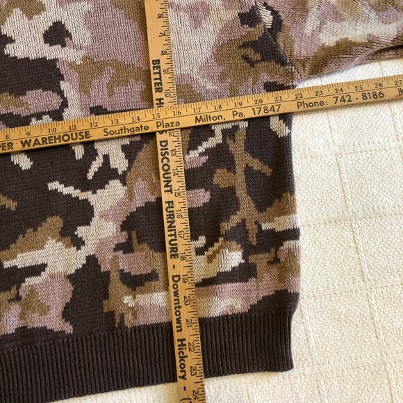 VTG 90s Black Duck Camo Knit Sweater Brown Pink Distressed Military USA Womens M - Picture 7 of 9